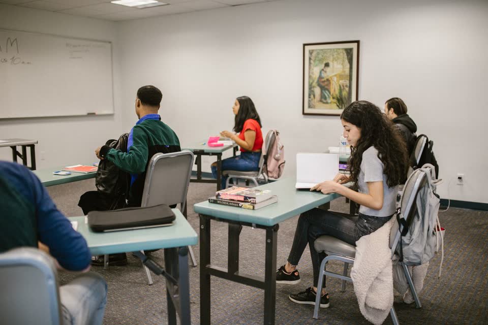 Students learning in a university classroom